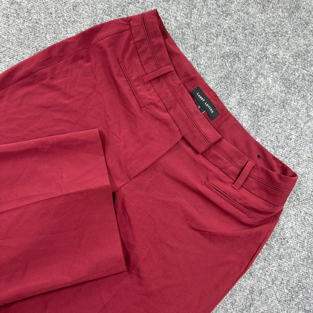 Larry Levine Dress Pants 12 Red Straight Leg Stretch Trousers Womens